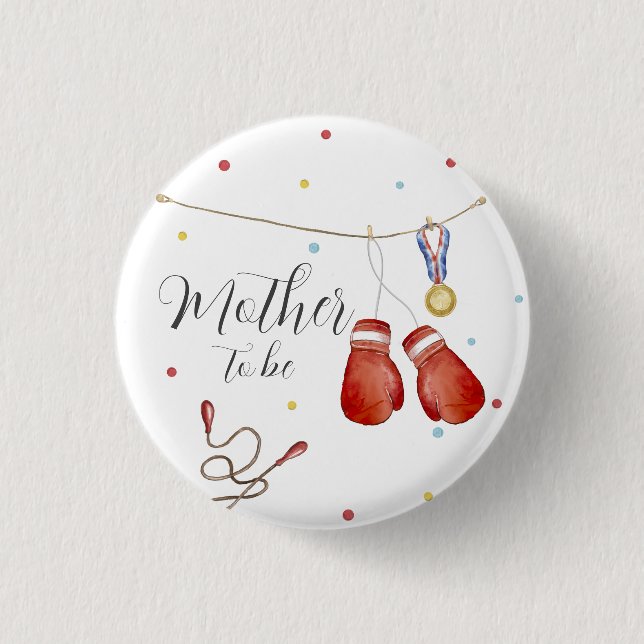 Little Champion Boxing Mother to be Baby Shower Button (Vorderseite)