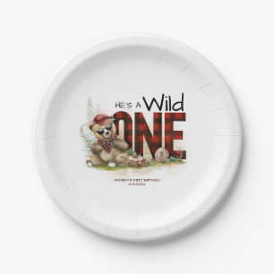 Little Charming Lumberjack Bear Wild One Birthday Pappteller