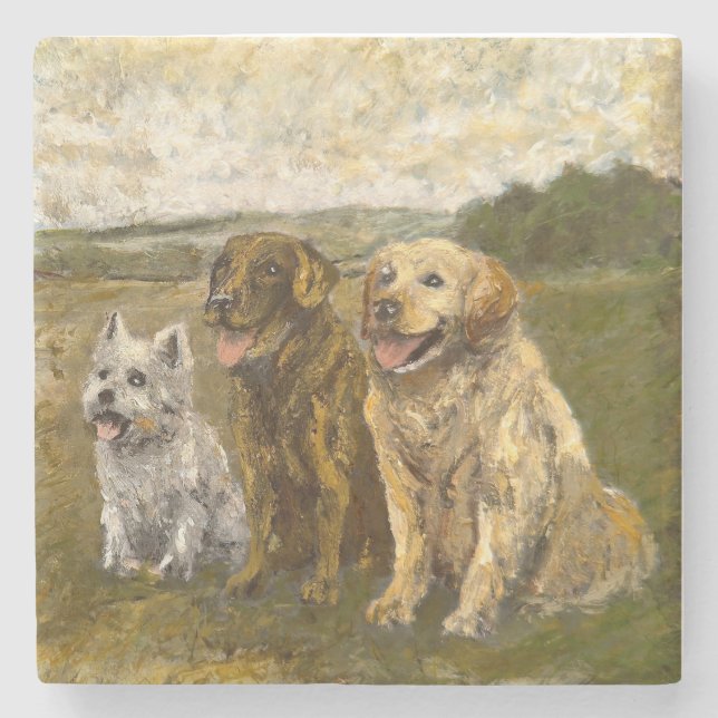 Little Chat: Whimsical Christmas Farm Animal Steinuntersetzer (Vorderseite)