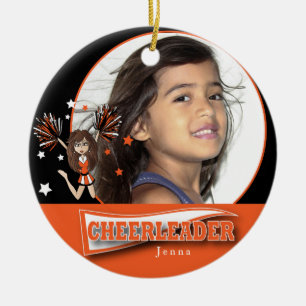 Little Cheerleader - DIY Foto - Orange Keramikornament