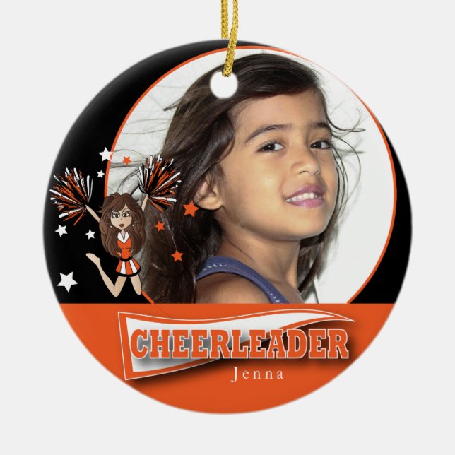 Little Cheerleader - DIY Foto - Orange Keramikornament (Vorne)