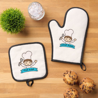 "Little Chef" Kids' Graphic  Ofenhandschuh & Topflappen-Set