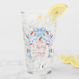 Little Cherry Blue Bow Baby Dusche Glas