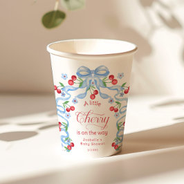 Little Cherry Blue Bow Baby Dusche Pappbecher