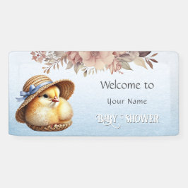 Little Chick Blue Ribbon Baby Dusche Banner