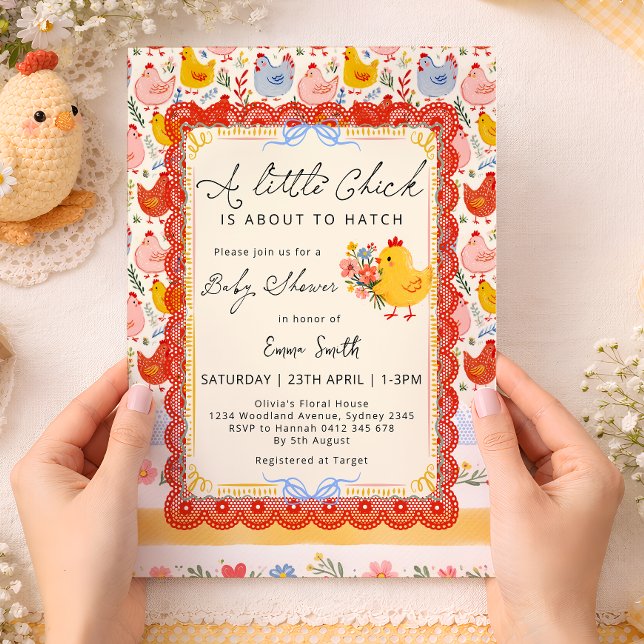 Little Chick Farm Chicken Girl Baby Shower Einladung (Von Creator hochgeladen)