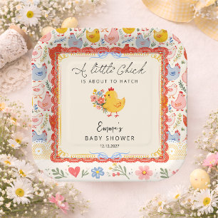 Little Chick Farm Hühner Mädchen Baby Shower Pappteller
