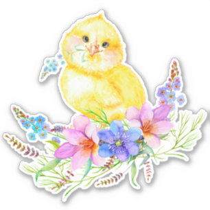 Little Chick Floral Sticker