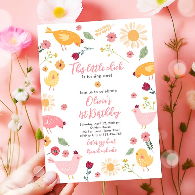 Little Chick Girl Farm Osterhühnchen Geburtstag Einladung (Von Creator hochgeladen)