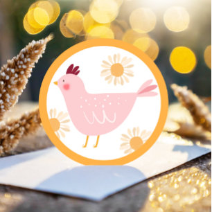 Little Chick Girl Farm Osterhühnchen Geburtstag Runder Aufkleber
