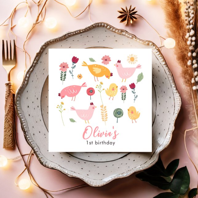 Little Chick Girl Farm Osterhühnchen Geburtstag Serviette (Von Creator hochgeladen)