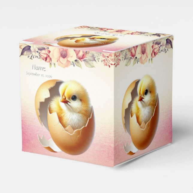 Little Chick Hatching Floral Favor Box Geschenkschachtel (Vorderseite)