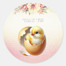 Little Chick Hatching Floral Sticker