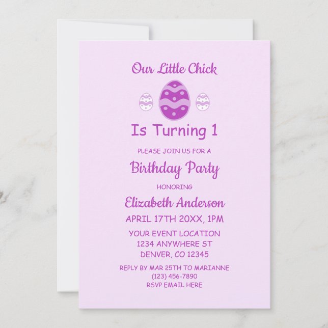 Little Chick Oster 1. Geburtstag Einladung (Vorderseite)