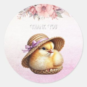 Little Chick Pink Ribbon Aufkleber