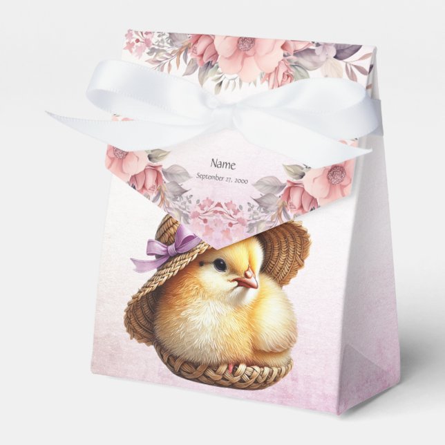 Little Chick Pink Ribbon Bevorzugung Box Geschenkschachtel (Vorderseite)