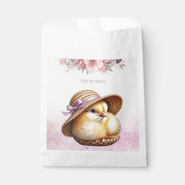 Little Chick Pink Ribbon Gefälligkeitsags Geschenktütchen (Vorderseite)