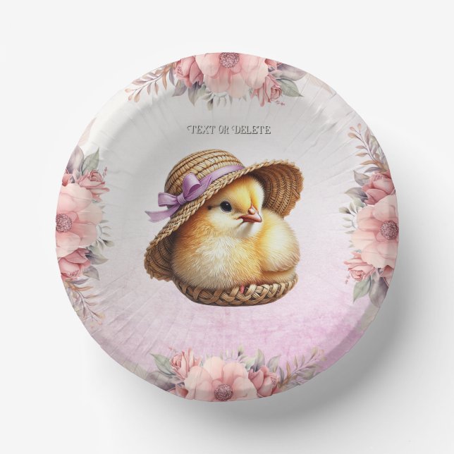 Little Chick Pink Ribbon Paper Bowl Pappteller (Vorderseite)