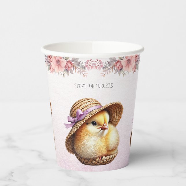 Little Chick Pink Ribbon Paper Cups Pappbecher (Links)