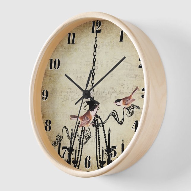 Little Chickadee Chandelier Love Bird Clock Wanduhr (Winkel)