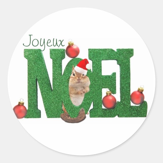 Little Chipmunk Joyeux Weihnachten Sticker (Vorderseite)