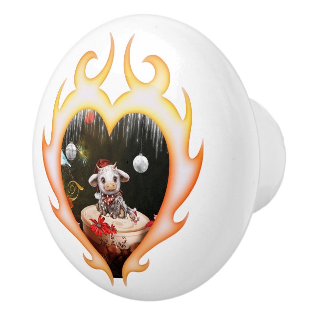 Little christmas cow keramikknauf (Rechts)