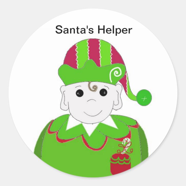 Little Christmas Elf Runder Aufkleber (Vorderseite)