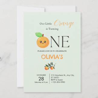Little Citrus Orange 1st Birthday Invitation   Einladung