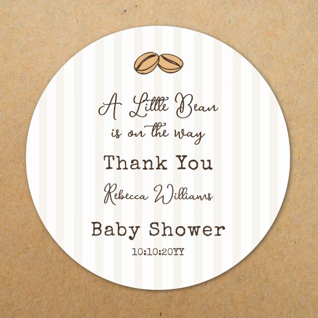 Little Coffee Bean  Baby Shower Thank You Runder Aufkleber (Von Creator hochgeladen)