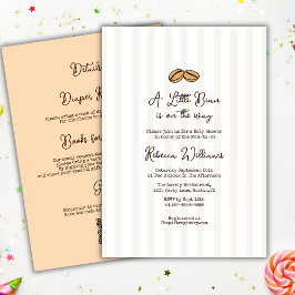 Little Coffee Bean QR code all in one Baby Shower Einladung