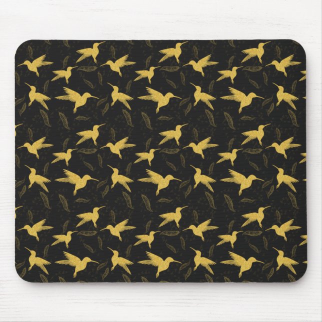 Little Colibri - nahtloses Muster - dunkel Mousepad (Vorne)