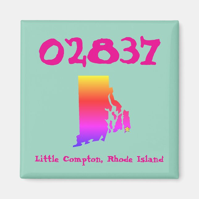 Little Compton, RI Zip Code - 02837 Pride Rainbow Magnet (Vorne)