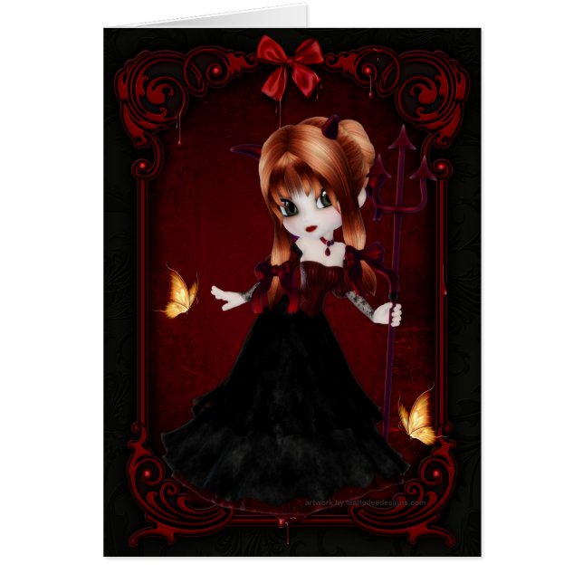 Little Cookie Devil Girl Design 3 Card (Vorne)