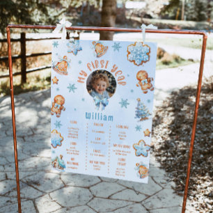 Little Cookie Junge 1. Geburtstag Foto Milestone Poster