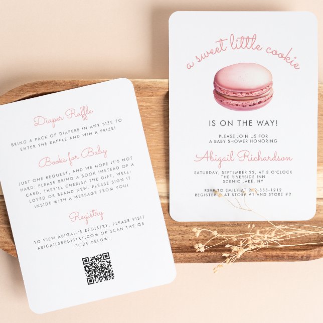 Little Cookie Macaron QR Code Pink Baby Shower Einladung (Von Creator hochgeladen)