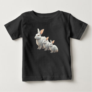 "Little Cotton Bunny Bliss: Baby White T - Shirt f