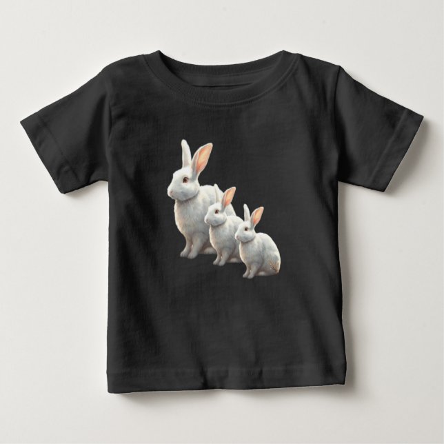 "Little Cotton Bunny Bliss: Baby White T - Shirt f (Vorderseite)