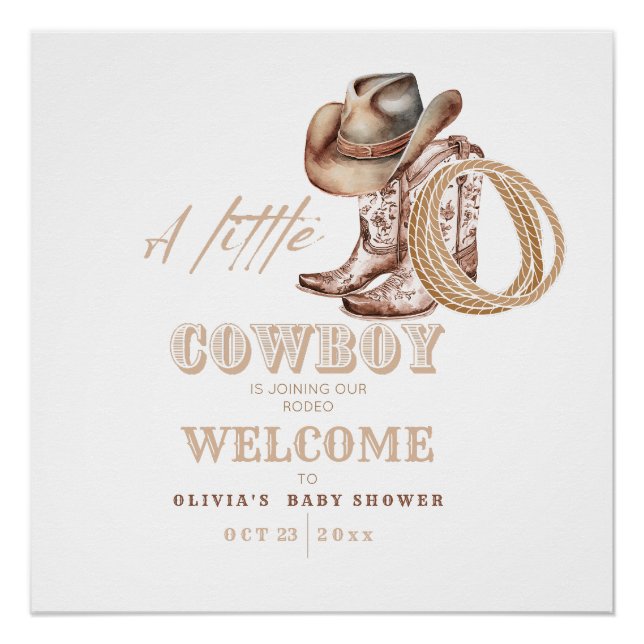 Little Cowboy Baby Dusche Gender Neutral Poster (Vorderseite)