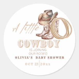 Little Cowboy Baby Dusche Runder Aufkleber