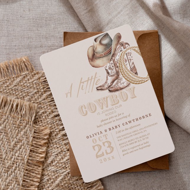 Little Cowboy Baby Girl Dusche Geschlecht Neutral Einladung (Von Creator hochgeladen)