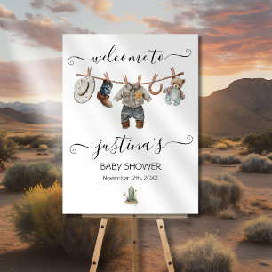 Little Cowboy Baby Shower Boy Clothesline Empfang Poster