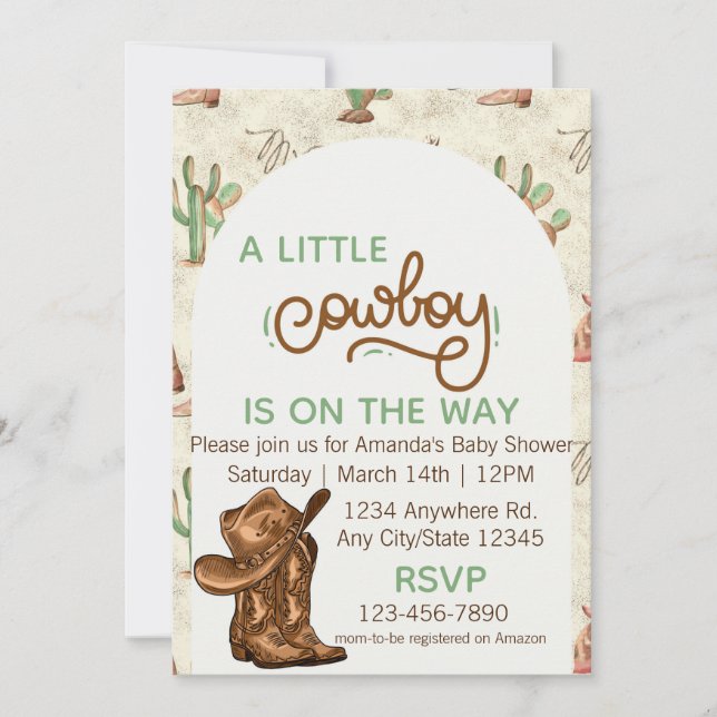Little Cowboy Baby Shower Invitation (Vorderseite)