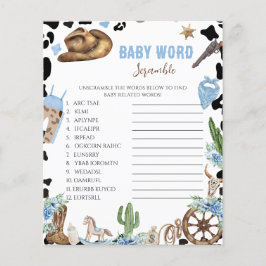 Little Cowboy Baby Shower Word Scramble Game