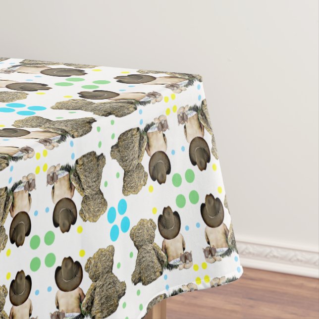 Little Cowboy Baby und Teddy Bear Tischdecke (Beispiel)