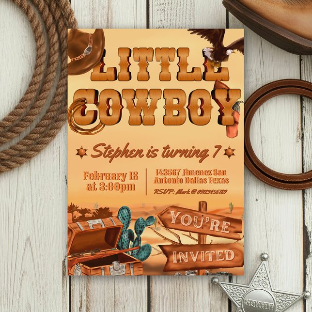 Little Cowboy Birthday Einladung (Little Cowboy -  Boy Birthday Invitation)