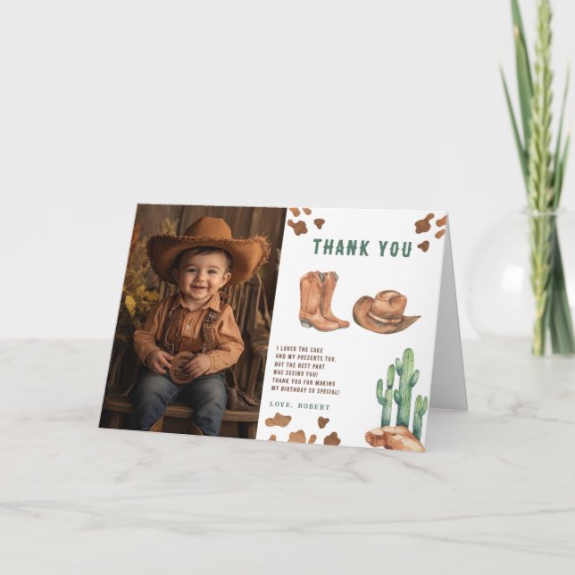Little Cowboy Birthday Party Danke (Vorderseite)