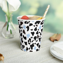 Little Cowboy Black and Blue Cow Pattern Pappbecher