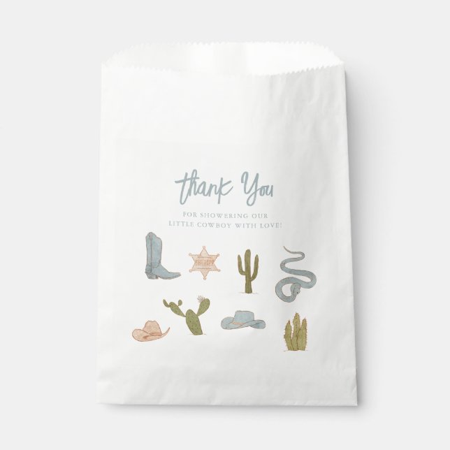Little Cowboy Blue Baby Dusche Geschenktütchen (Vorderseite)