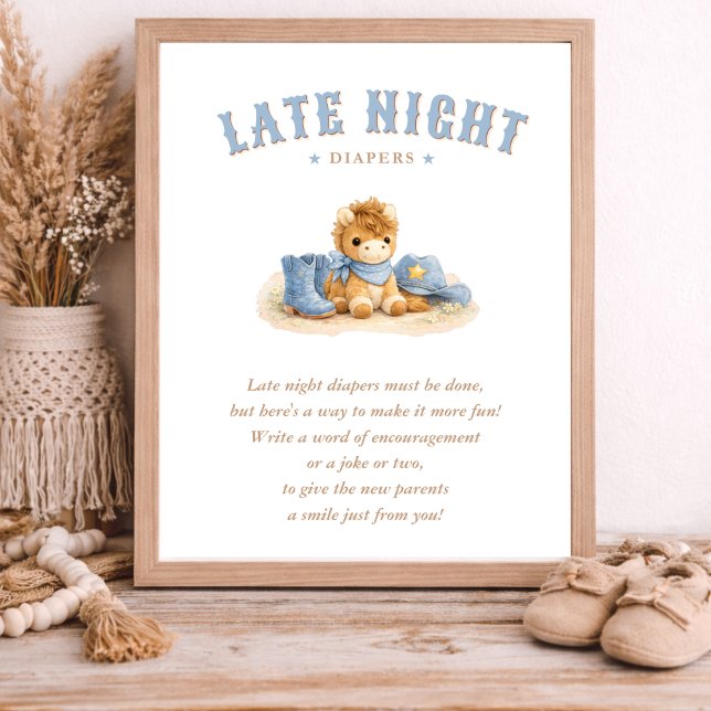 Little Cowboy Blue Baby Shower Late Night Diapers Poster (Von Creator hochgeladen)