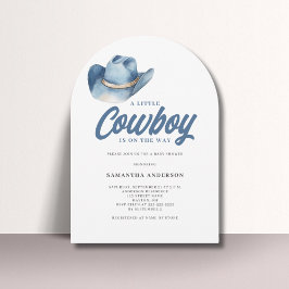 Little Cowboy Blue Western Baby Dusche Einladung